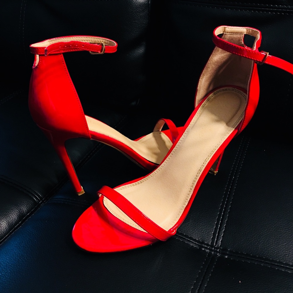 Fire truck red strap ankle sandals